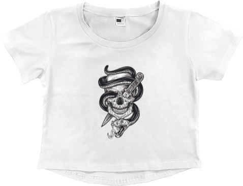 Women's Cropped Premium T-Shirt - Skull Snake - Mfest