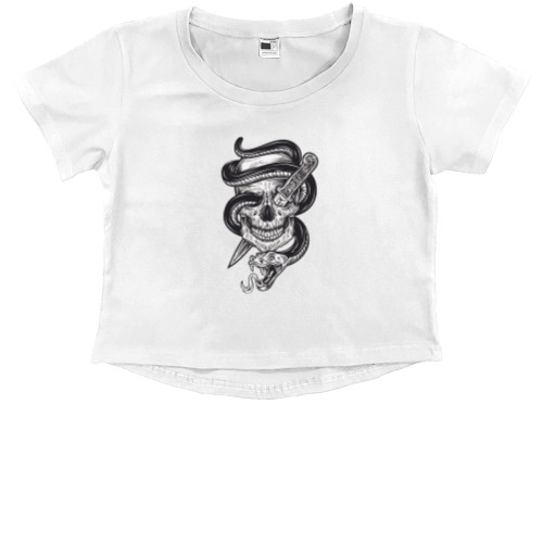 Kids' Premium Cropped T-Shirt - Skull Snake - Mfest