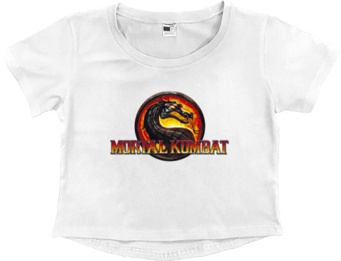 Women's Cropped Premium T-Shirt - Mortal Kombat Logo - Mfest