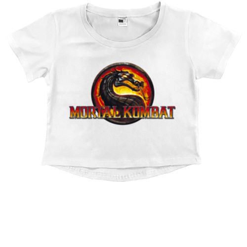 Kids' Premium Cropped T-Shirt - Mortal Kombat Logo - Mfest