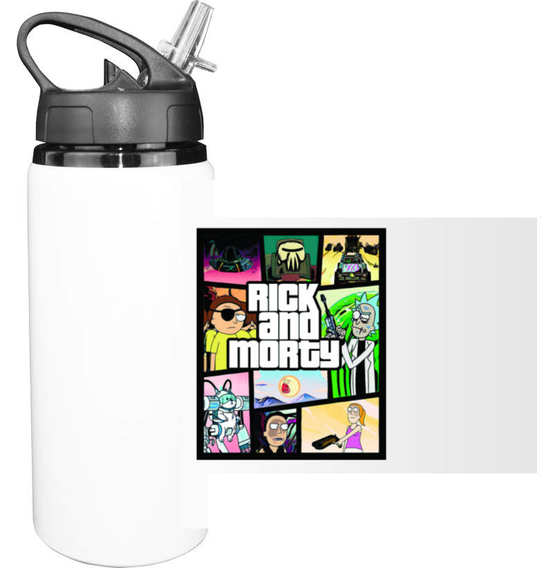 Sport Water Bottle - Rick and Morty GTA - Mfest