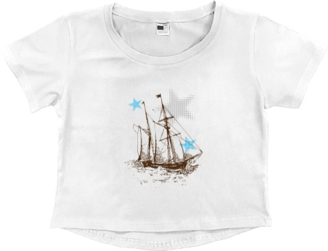 Women's Cropped Premium T-Shirt - Ship Art - Mfest