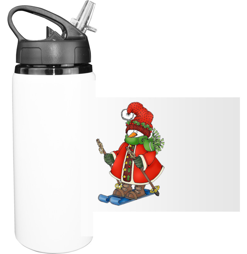 Sport Water Bottle - Снеговик на лыжах - Mfest