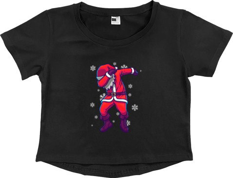 Women's Cropped Premium T-Shirt - Dancing Santa - Mfest