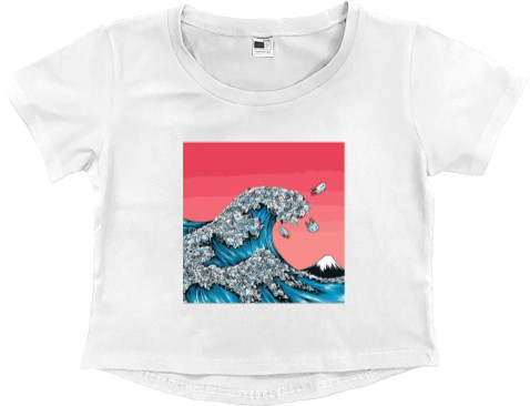 Women's Cropped Premium T-Shirt - plastic wave - Mfest