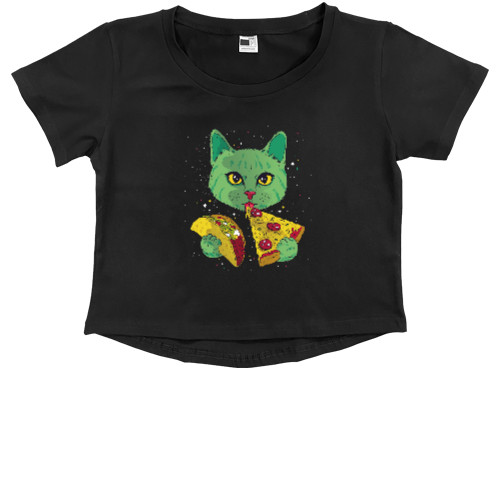 Kids' Premium Cropped T-Shirt - Космический Кот - Mfest