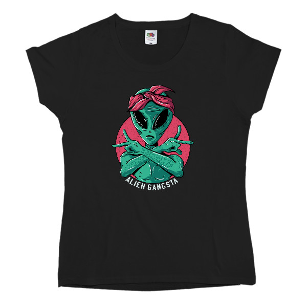 Women's T-shirt Fruit of the loom - Пришелец НЛО Гангстер - Mfest