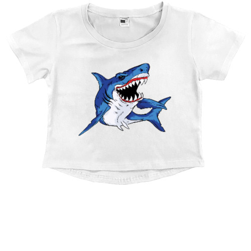 Kids' Premium Cropped T-Shirt - Акула - Mfest