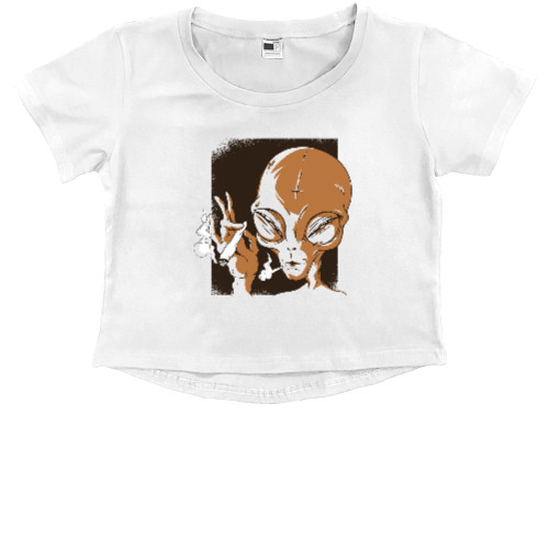 Kids' Premium Cropped T-Shirt - Пришелец НЛО - Mfest