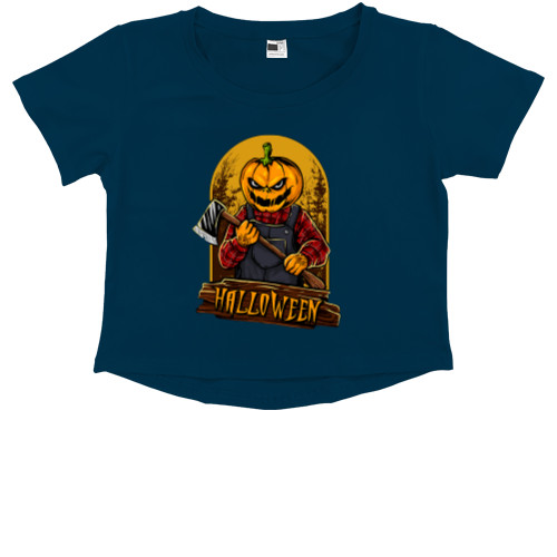 Women's Cropped Premium T-Shirt - Pumpkin head - Mfest