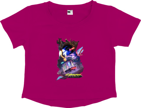 Women's Cropped Premium T-Shirt - Cyberpunk 2 - Mfest