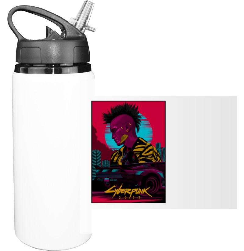 Sport Water Bottle - Cyberpunk art - Mfest