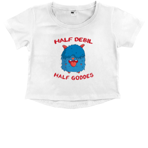 Kids' Premium Cropped T-Shirt - Half debil half goddes - Mfest