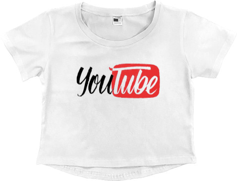 Women's Cropped Premium T-Shirt - Youtube coursive - Mfest