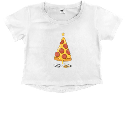 Kids' Premium Cropped T-Shirt - New Year with PIZZA - Mfest