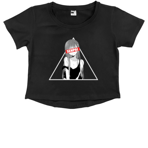 Kids' Premium Cropped T-Shirt - senpai - Mfest