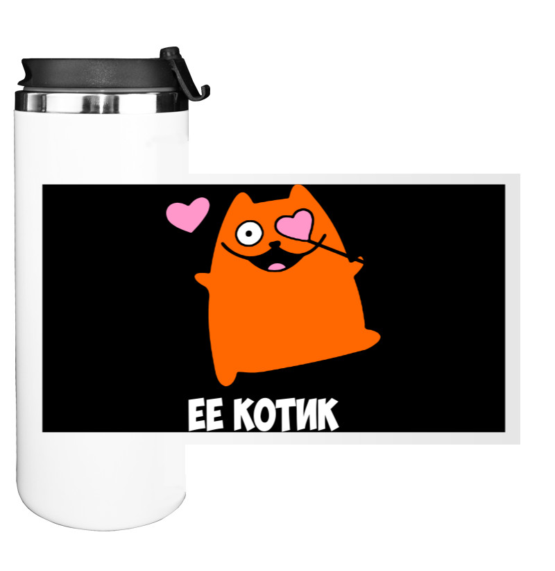 Water Bottle on Tumbler - ОРАНЖЕВЫЙ КОТИК - Mfest