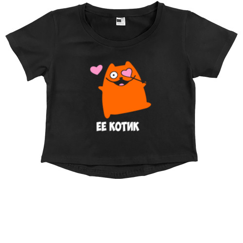 Kids' Premium Cropped T-Shirt - ОРАНЖЕВЫЙ КОТИК - Mfest