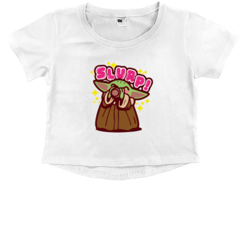 Kids' Premium Cropped T-Shirt - Baby Yoda SLURP - Mfest