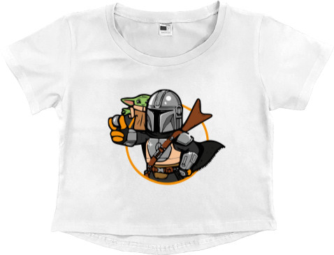 Women's Cropped Premium T-Shirt - Mandalorian and Baby Yoda - Mfest