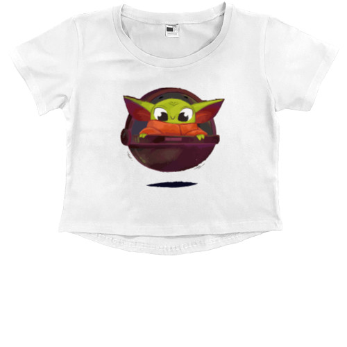 Kids' Premium Cropped T-Shirt - Baby Yoda Fun - Mfest