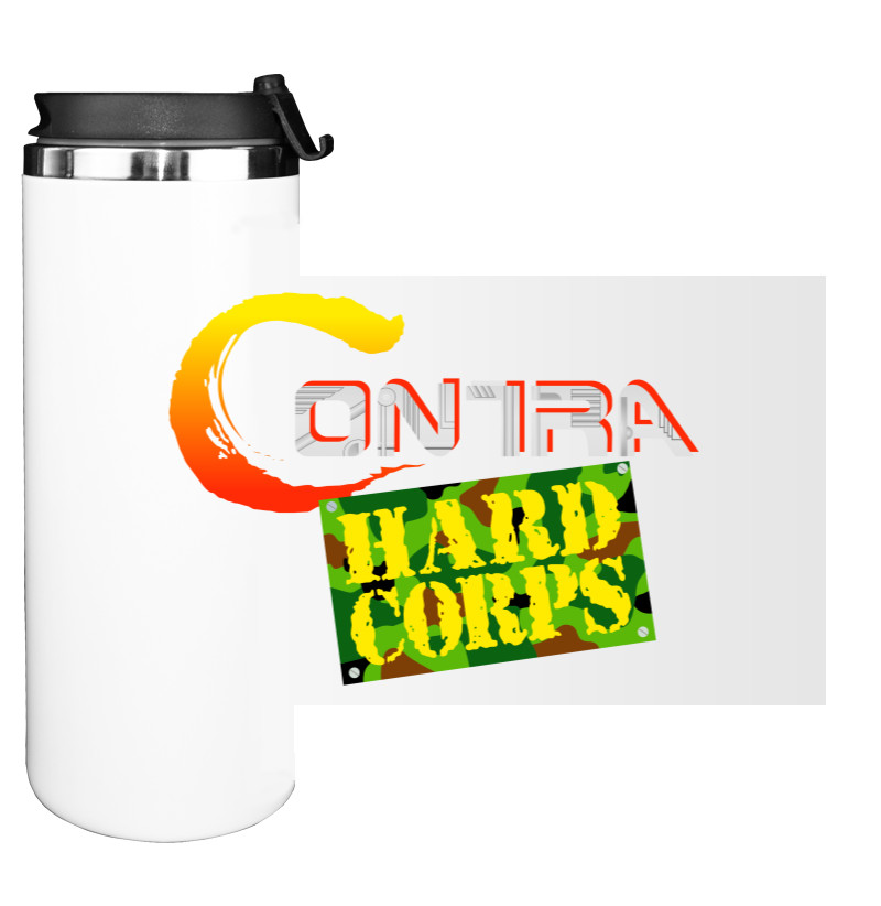 Contra Hard Corps - Water Bottle on Tumbler - Contra: Hard Corps Logo - Mfest