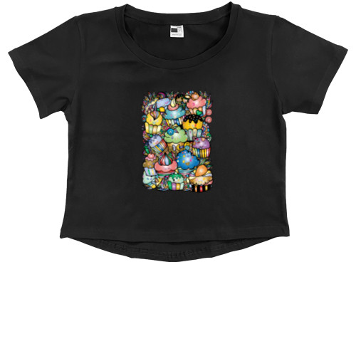 Kids' Premium Cropped T-Shirt - Капкейки. 8 марта - Mfest