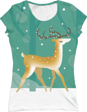 Women's T-Shirt 3D - New Year DEER - Mfest