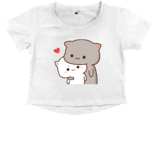 Kids' Premium Cropped T-Shirt - Cats in love 1 - Mfest