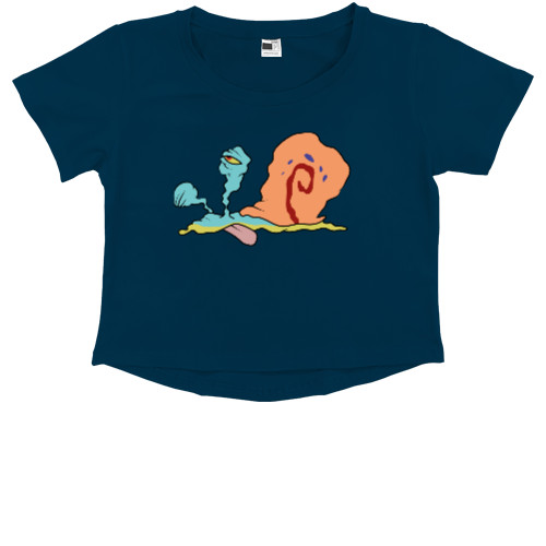 Women's Cropped Premium T-Shirt - GARY THE SNAIL (TIRED) / УЛИТКА ГЭРИ (УСТАЛ) - Mfest