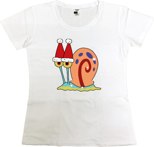 Women's Premium T-Shirt - GARY THE SNAIL (NEW YEAR) / УЛИТКА ГЭРИ (НОВЫЙ ГОД) - Mfest