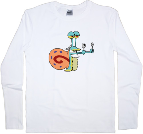 Men's Longsleeve Shirt - GARY THE SNAIL (READY TO EAT) / УЛИТКА ГЭРИ (ХОЧЕТ КУШАТЬ) - Mfest