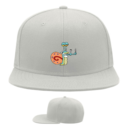 Snapback Baseball Cap - GARY THE SNAIL (READY TO EAT) / УЛИТКА ГЭРИ (ХОЧЕТ КУШАТЬ) - Mfest