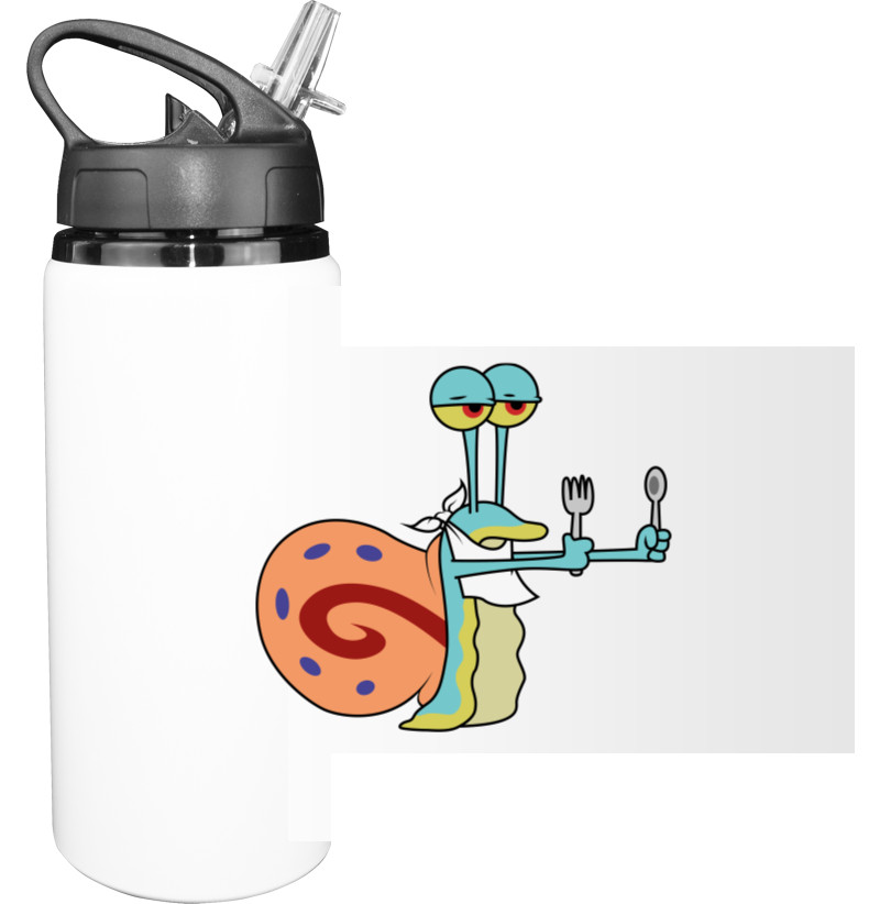 Sport Water Bottle - GARY THE SNAIL (READY TO EAT) / УЛИТКА ГЭРИ (ХОЧЕТ КУШАТЬ) - Mfest