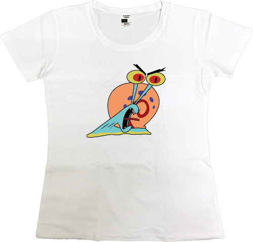 Women's Premium T-Shirt - GARY THE SNAIL (SCREAM) / УЛИТКА ГЭРИ (КРИЧИТ) - Mfest