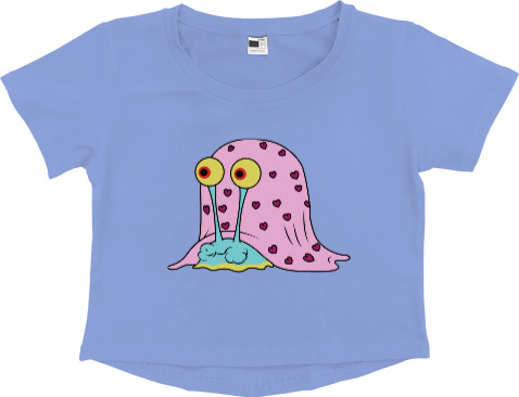 Women's Cropped Premium T-Shirt - GARY THE SNAIL (EAT) / УЛИТКА ГЭРИ (КУШАЕТ) - Mfest