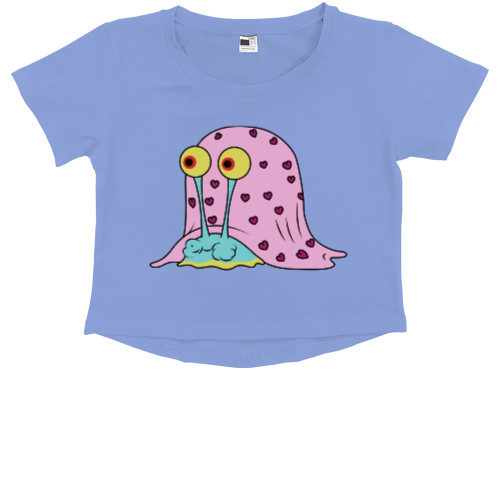 Kids' Premium Cropped T-Shirt - GARY THE SNAIL (EAT) / УЛИТКА ГЭРИ (КУШАЕТ) - Mfest