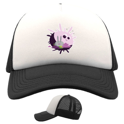 Trucker Cap - CARTOON BUBBLEGUM RABBIT WITH SUN / МУЛЬТЯШНЫЙ КРОЛИК НА СОЛНЦЕ - Mfest