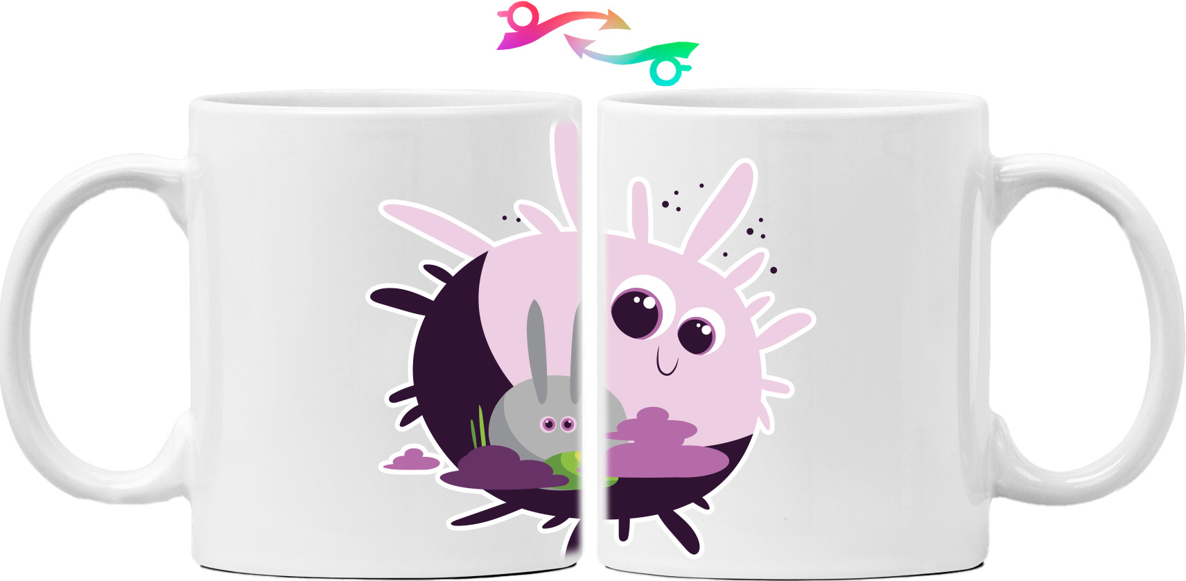 Mug - CARTOON BUBBLEGUM RABBIT WITH SUN / МУЛЬТЯШНЫЙ КРОЛИК НА СОЛНЦЕ - Mfest