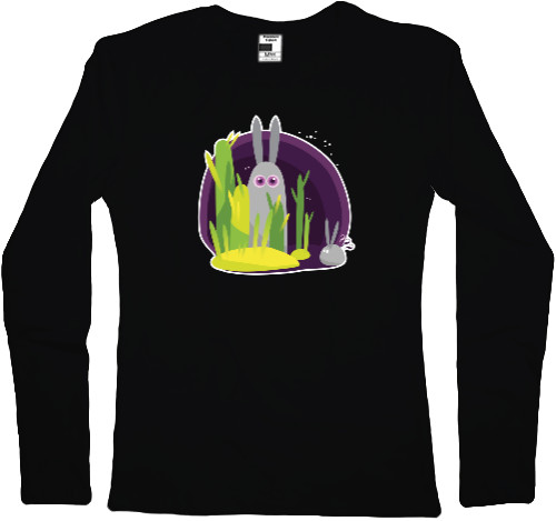 Women's Longsleeve Shirt - CARTOON BUBBLEGUM RABBIT / МУЛЬТЯШНЫЙ КРОЛИК - Mfest