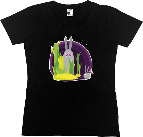 Women's Premium T-Shirt - CARTOON BUBBLEGUM RABBIT / МУЛЬТЯШНЫЙ КРОЛИК - Mfest