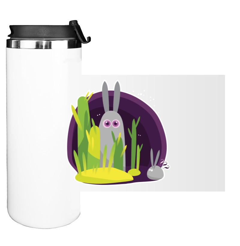 Water Bottle on Tumbler - CARTOON BUBBLEGUM RABBIT / МУЛЬТЯШНЫЙ КРОЛИК - Mfest