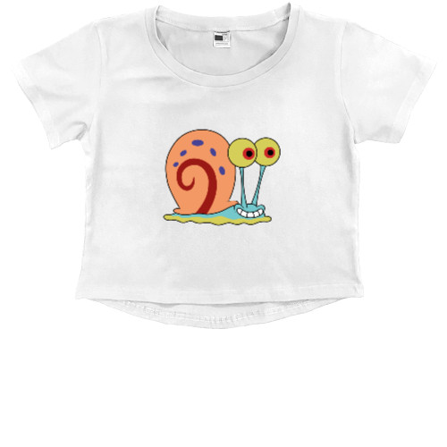 Kids' Premium Cropped T-Shirt - УЛИТКА ГЭРИ (SMILE) - Mfest