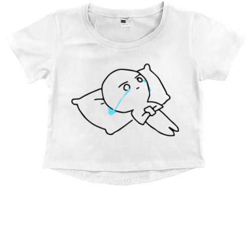 Kids' Premium Cropped T-Shirt - мем слёзки - Mfest