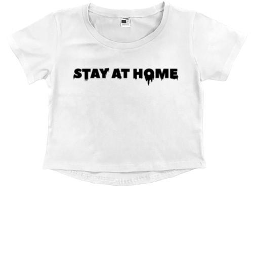 Kids' Premium Cropped T-Shirt - STAY AT HOME - Mfest