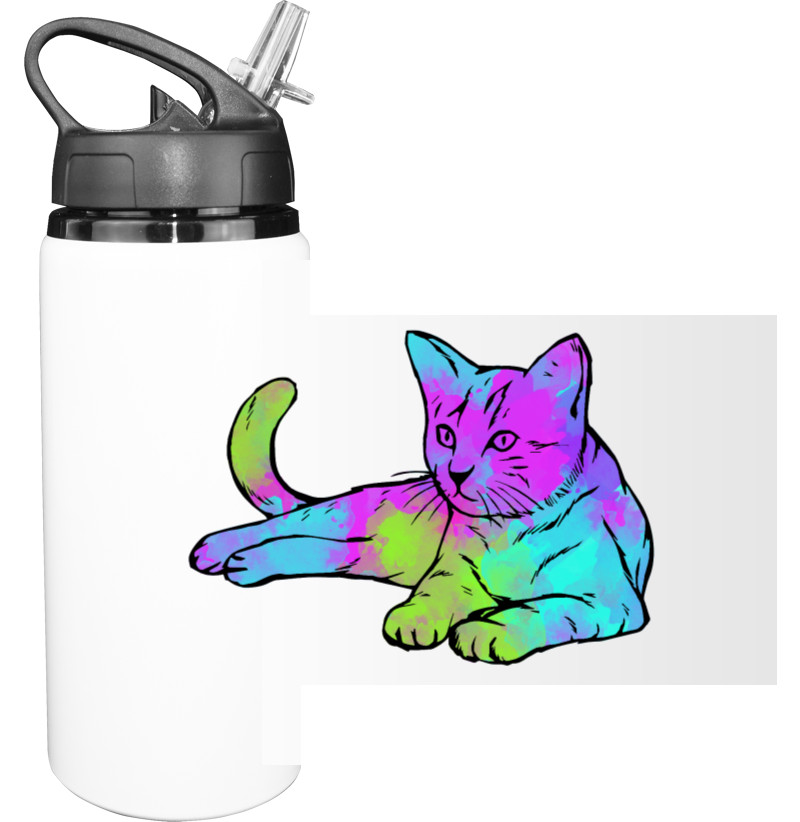 Sport Water Bottle - Акварельный кот - Mfest