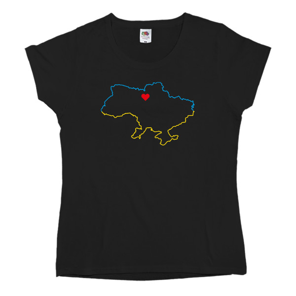 Women's T-shirt Fruit of the loom - Контурная карта Украины, Киев Сердце Украины - Mfest