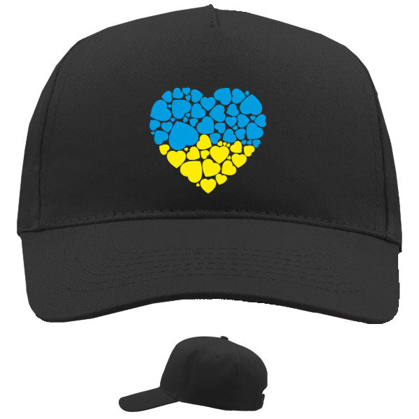 Baseball Caps - 5 panel - Флаг Украины из Сердечек - Mfest