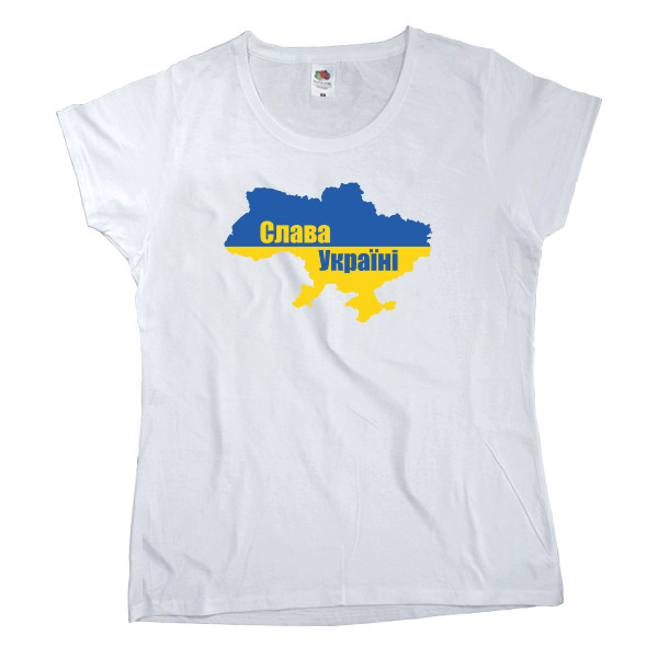 Women's T-shirt Fruit of the loom - Слава Україні Мапа Прапор - Mfest