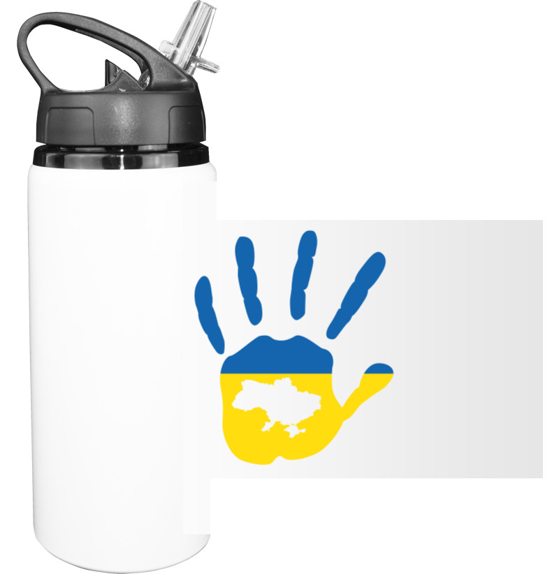 Sport Water Bottle - Рука флаг Украины, карта Украины - Mfest